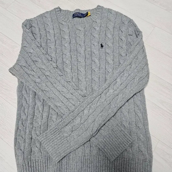 [BUNJANG] Polo Ralph Lauren Cable Knit Sweater Grey M / 폴로 케이블 니트 회색 M
