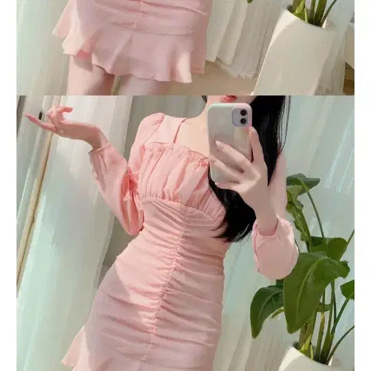 [BUNJANG] Somedays Pink Cherry Blossom Shirring Mini Dress / 핑크 벚꽃 샤랄라 셔링 원피스(썸데이즈)새제품