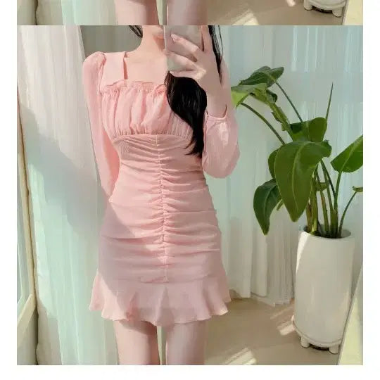 [BUNJANG] Somedays Pink Cherry Blossom Shirring Mini Dress / 핑크 벚꽃 샤랄라 셔링 원피스(썸데이즈)새제품