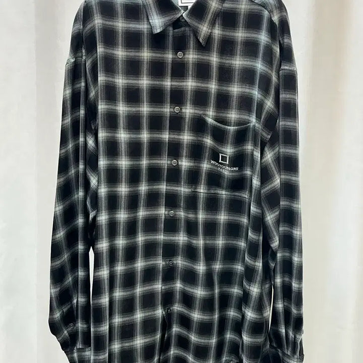 [BUNJANG] Wooyoungmi 25FW Black Gradient Check Shirt Size 52 / 우영미 25FW 블랙 그라데이션 체크 셔츠 52(110) 새옷급