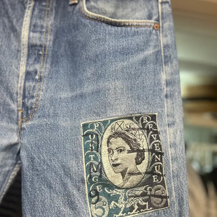 [BUNJANG] Children of the Disco Dance Embroidered Patch Denim Jeans / 칠드런오브더 디스코댄스 초상화 패치 자수 데님 2