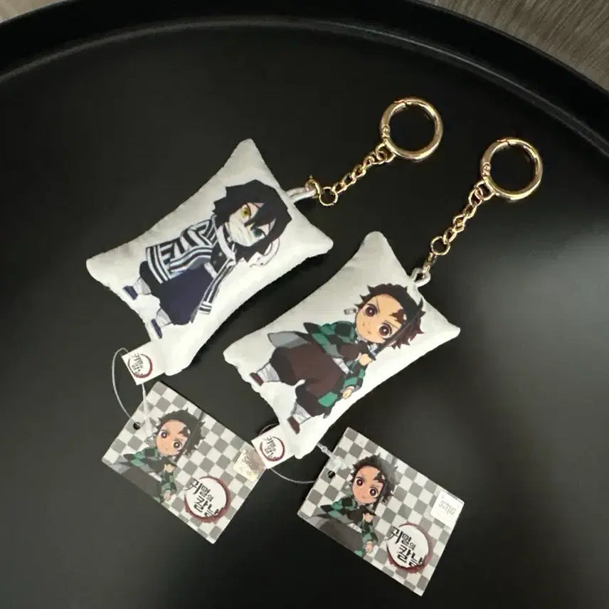 [BUNJANG] Demon Slayer Mini Cushion Keychain Set - Tanjiro &amp; Obanai / (2개일괄) 귀멸의 칼날 미니 쿠션 키링 세트 탄지로 오바나이