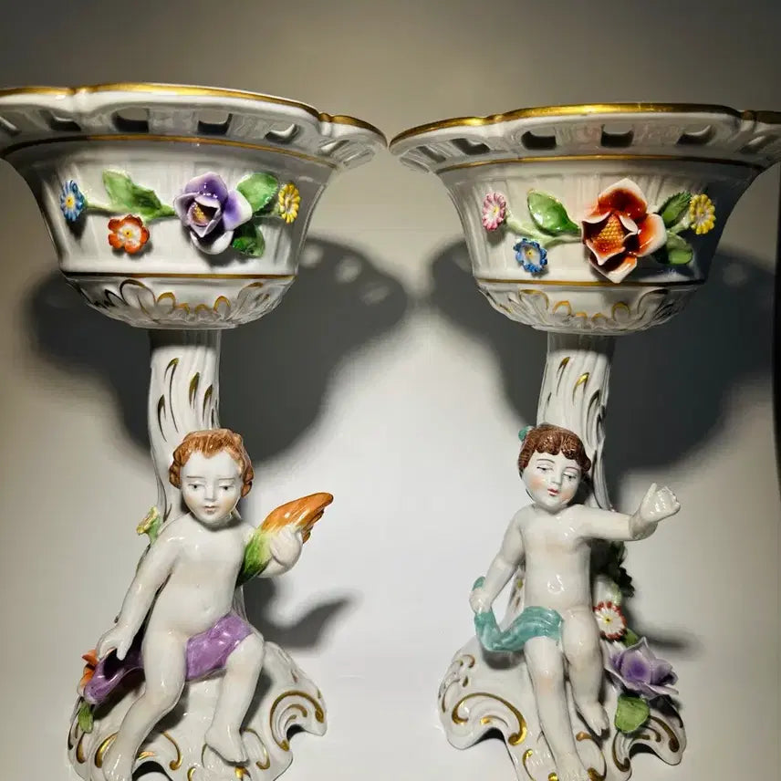 [BUNJANG] German Volkskunst Dresden Angel Figurine Compote / 독일 본슈어홀츠 드레스덴 천사피겨린컴포트(박물관급)