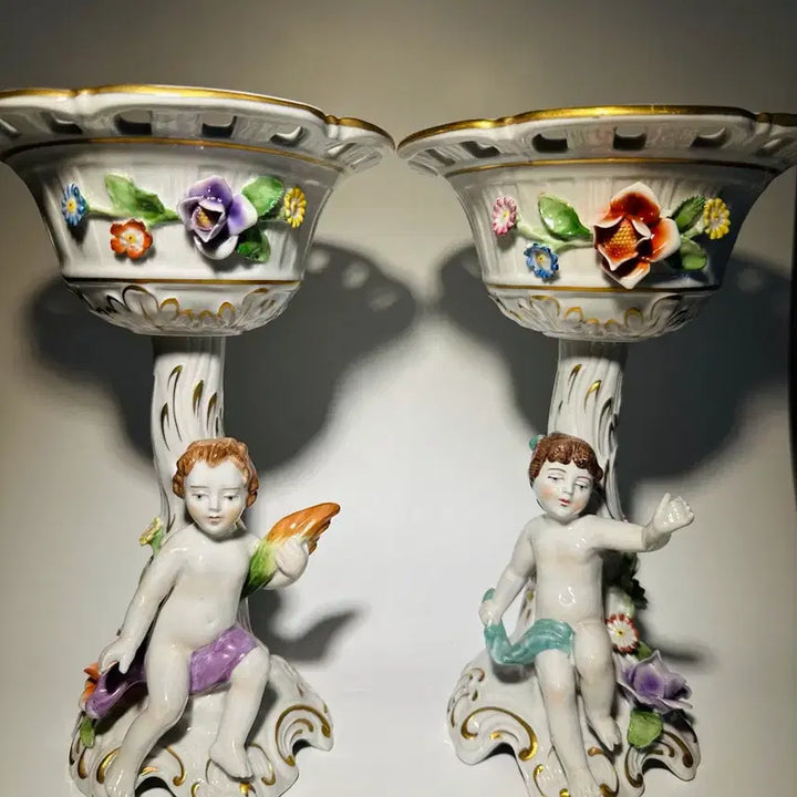 [BUNJANG] German Volkskunst Dresden Angel Figurine Compote / 독일 본슈어홀츠 드레스덴 천사피겨린컴포트(박물관급)
