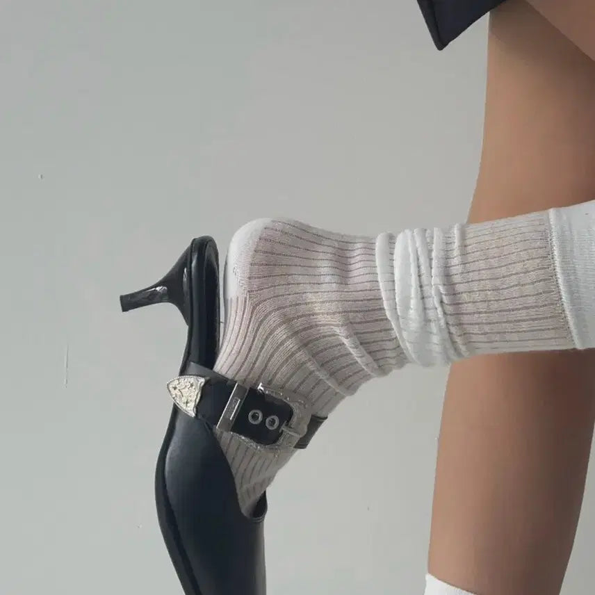 [BUNJANG] Black Western Buckle Mule Heels Size 230 / 블랙 웨스턴 버클 뮬 힐 230