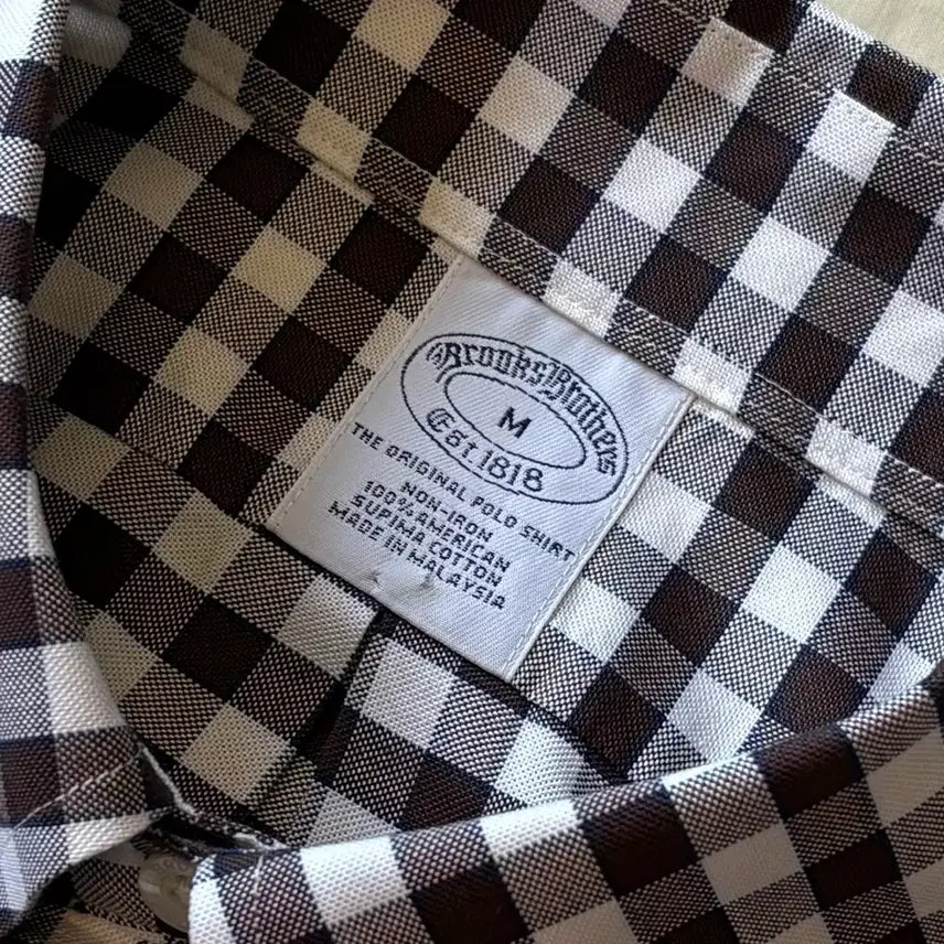 [BUNJANG] Brooks Brothers Brown Gingham Check Polo Shirt / [M/100-102] Brooks Brothers 브라운 깅엄 체크 폴로