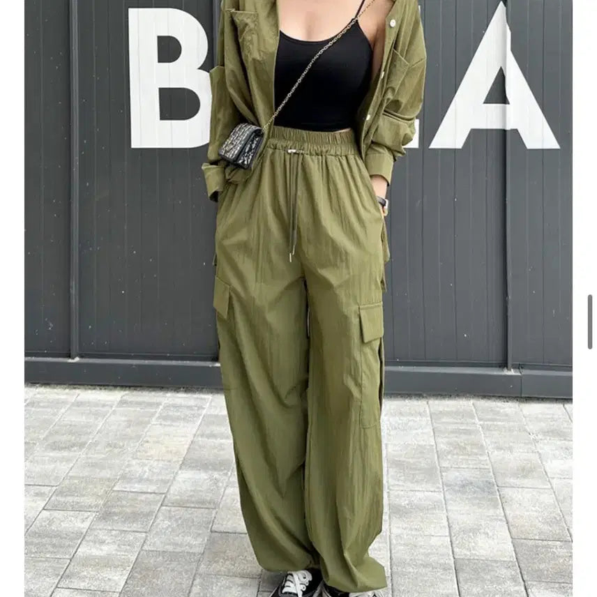 [BUNJANG] Khaki Cargo Jogger Set / 카키카고조거세트