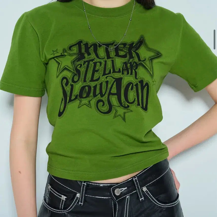 [BUNJANG] Slow Acid Interstellar Crop Short Sleeve T-Shirt / 슬로우애시드 인터스텔라 크롭 반팔티