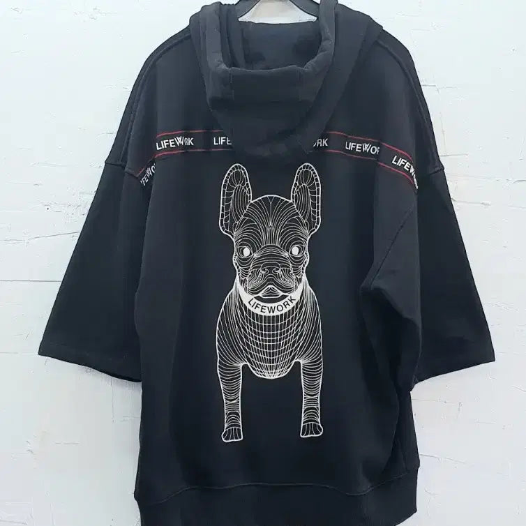 [BUNJANG] LIFWORK Short Sleeve Hoodie Black / [LIFEWORK] 라이프워크 반팔 후드티 블랙