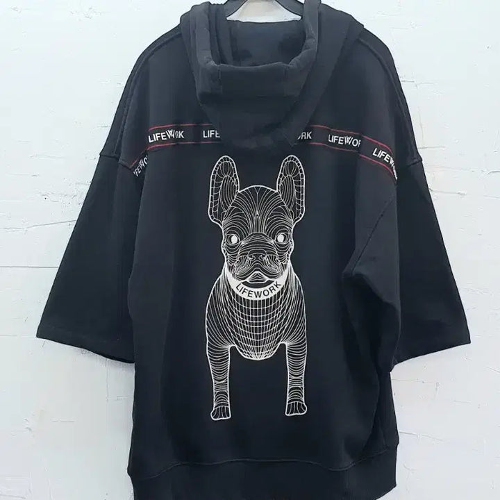 [BUNJANG] LIFWORK Short Sleeve Hoodie Black / [LIFEWORK] 라이프워크 반팔 후드티 블랙