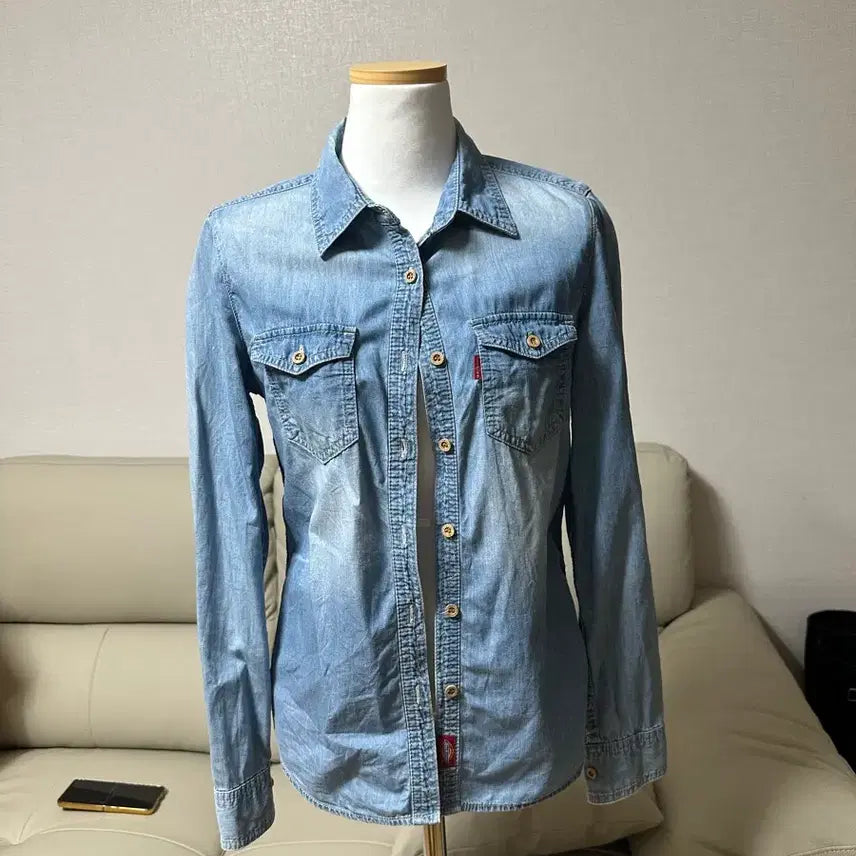 [BUNJANG] Denim Long-Sleeve Shirt Size 55 / [55사이즈]데님 긴팔셔츠