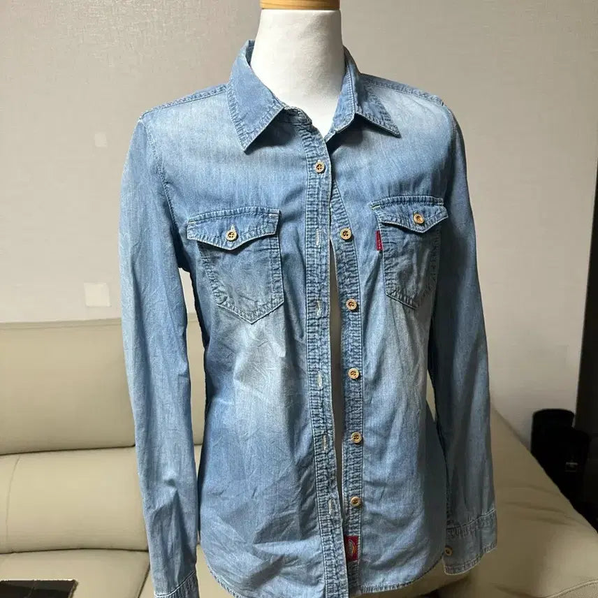 [BUNJANG] Denim Long-Sleeve Shirt Size 55 / [55사이즈]데님 긴팔셔츠