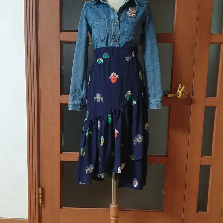 [BUNJANG] Unbalanced Frill Banding Pattern Skirt / (새제품)언발란스 프릴 밴딩 패턴 스커트