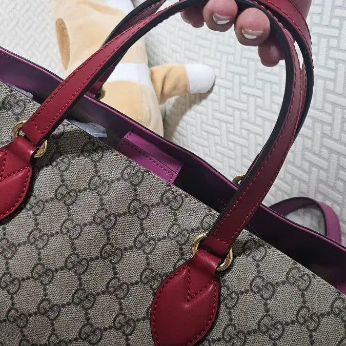 [BUNJANG] Gucci Beige GG Supreme Canvas Two-Way Tote Bag / 구찌  GG 수프림  캔버스 투웨이 탑핸들백