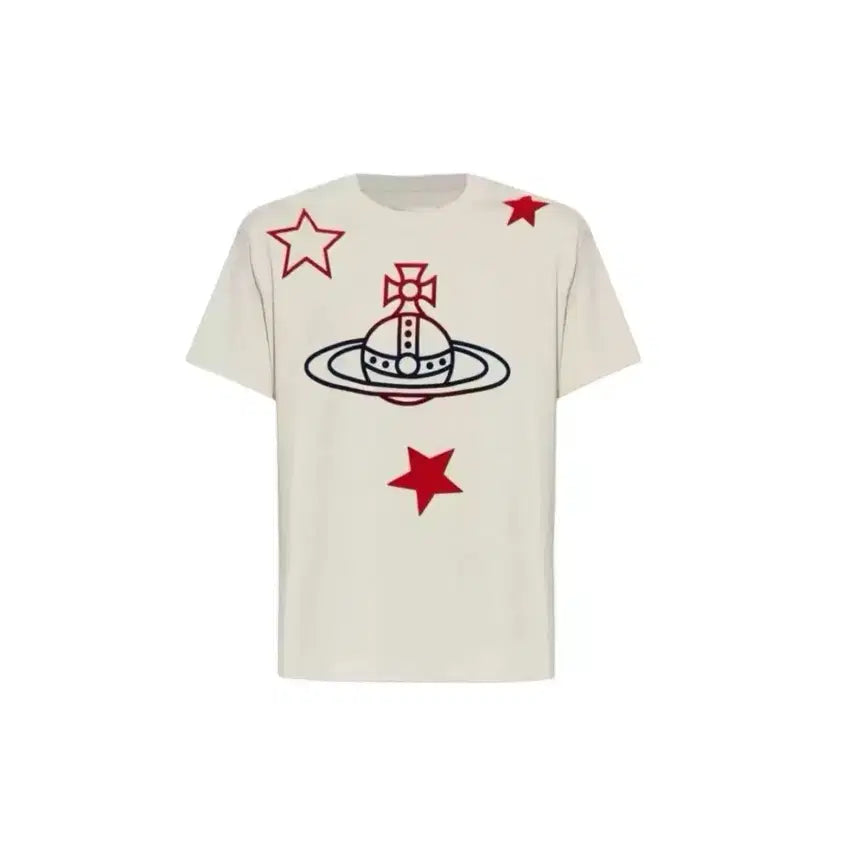 [BUNJANG] Vivienne Westwood Oversized Logo Star Print T-Shirt / 비비안웨스트우드 여성티셔츠 박시핏 로고무늬 여름티