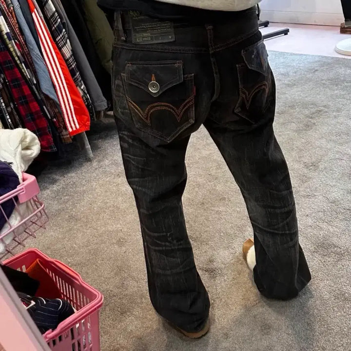 [BUNJANG] Edwin 503 Blue Trip Black Denim Western Pants / 에드윈 503 블루트립 흑청 웨스턴 팬츠32