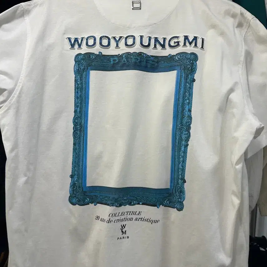 [BUNJANG] WooYoungMi Frame Back Logo Short Sleeve T-Shirt White / 우영미  프레임 백로고 반팔티 화이트