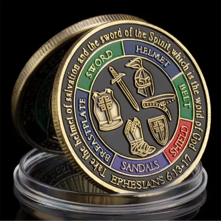 [BUNJANG] Faith Challenge Coin - Full Armor of God Edition / 신의 전체 갑옷 착용 기념주화 믿음 에베소서 소장용 선물 구리도금 챌린지