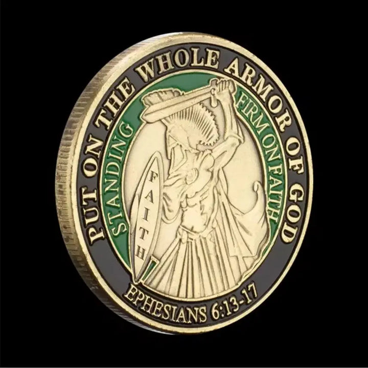 [BUNJANG] Faith Challenge Coin - Full Armor of God Edition / 신의 전체 갑옷 착용 기념주화 믿음 에베소서 소장용 선물 구리도금 챌린지