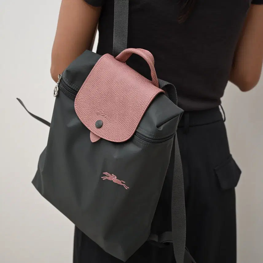 [BUNJANG] Longchamp Backpack Nylon Cowhide Small Size / 롱샴 백팩 진그레이  나일론 소가죽 스몰 사이즈 여성