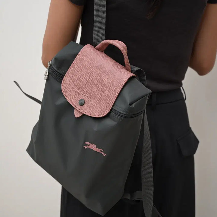 [BUNJANG] Longchamp Backpack Nylon Cowhide Small Size / 롱샴 백팩 진그레이  나일론 소가죽 스몰 사이즈 여성