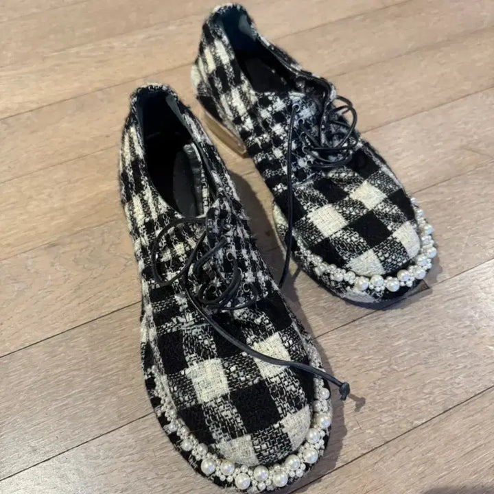 [BUNJANG] Simone Rocha Loafers Pearls Checkered Pattern / 시몬로샤 로퍼 35