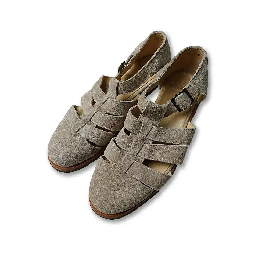 [BUNJANG] Kenneth Field Beige Suede Gurkha Sandals / 케네스 필드 [Kenneth Field] 베이지 스웨이드 구르카 샌들