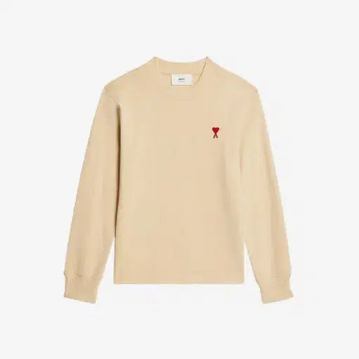 [BUNJANG] AMI Small Heart Logo Long Sleeve T-Shirt Beige / AMI 아미 스몰 하트 로고 롱슬리브 티셔츠 베이지 [L]