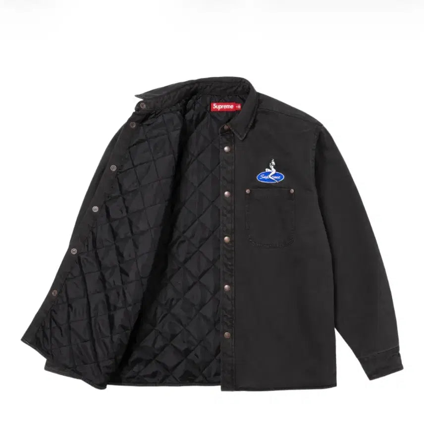 [BUNJANG] Supreme Quilted Lined Denim Snap Shirt Washed Black XL / 슈프림 퀼티드 라인드 데님 스냅 셔츠 워시드 블랙 - 26SS XL