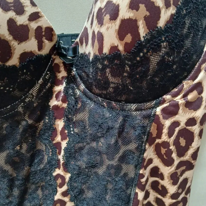 [BUNJANG] Evelyn Leopard See-through Lace Bodysuit / 에블린 레오파드 바디슈트 85B