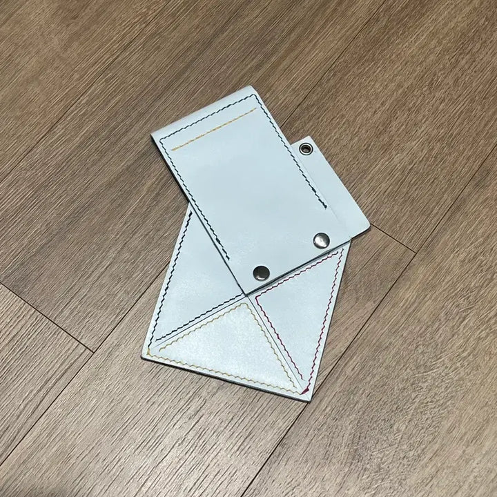 [BUNJANG] Handmade Leather "Note" Shaped Card Holder - White / 공예작품) 쪽지 딱지 모양 가죽 화이트 카드지갑