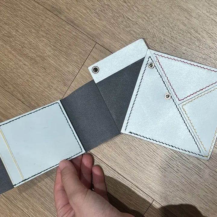 [BUNJANG] Handmade Leather "Note" Shaped Card Holder - White / 공예작품) 쪽지 딱지 모양 가죽 화이트 카드지갑