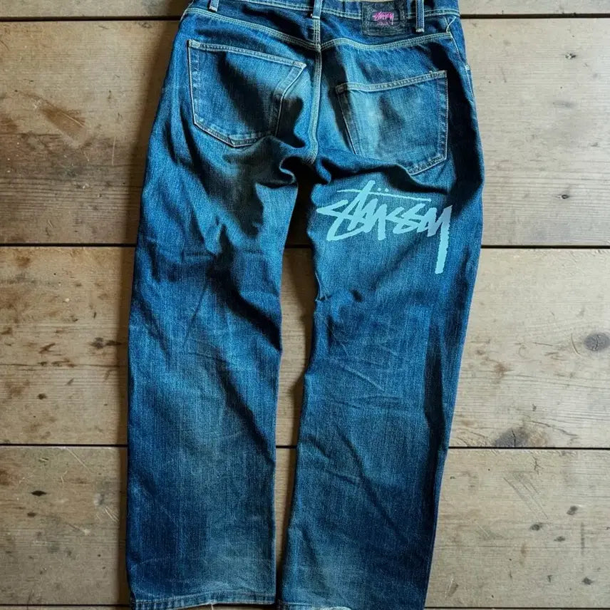 [BUNJANG] Stussy 2000s Rough &amp; Rugged Big Logo Denim Pants / [올드 스투시] 00&