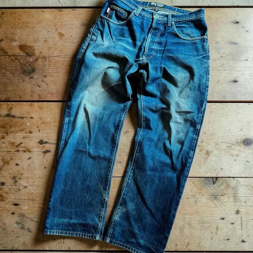 [BUNJANG] Stussy 2000s Rough &amp; Rugged Big Logo Denim Pants / [올드 스투시] 00&
