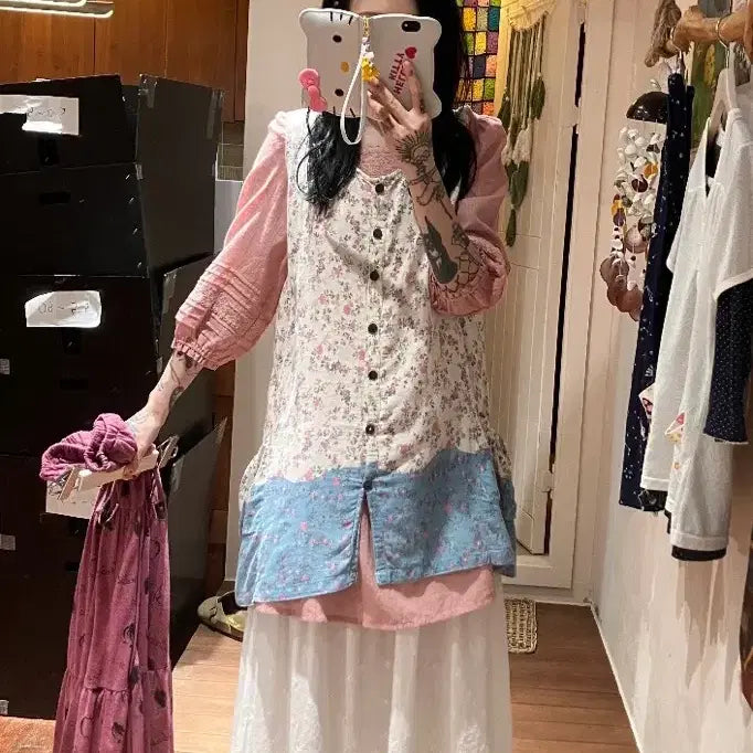 [BUNJANG] Haku Pink Vintage Outfit Set (4 Items) / 하쿠 핑크 빈티지 코디 세트 (4가지)