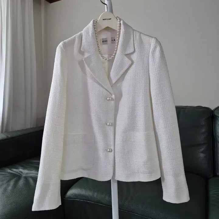 [BUNJANG] Mixxo White Pearl Tweed Jacket Size S / 미쏘 화이트 진주 트위드 자켓 S