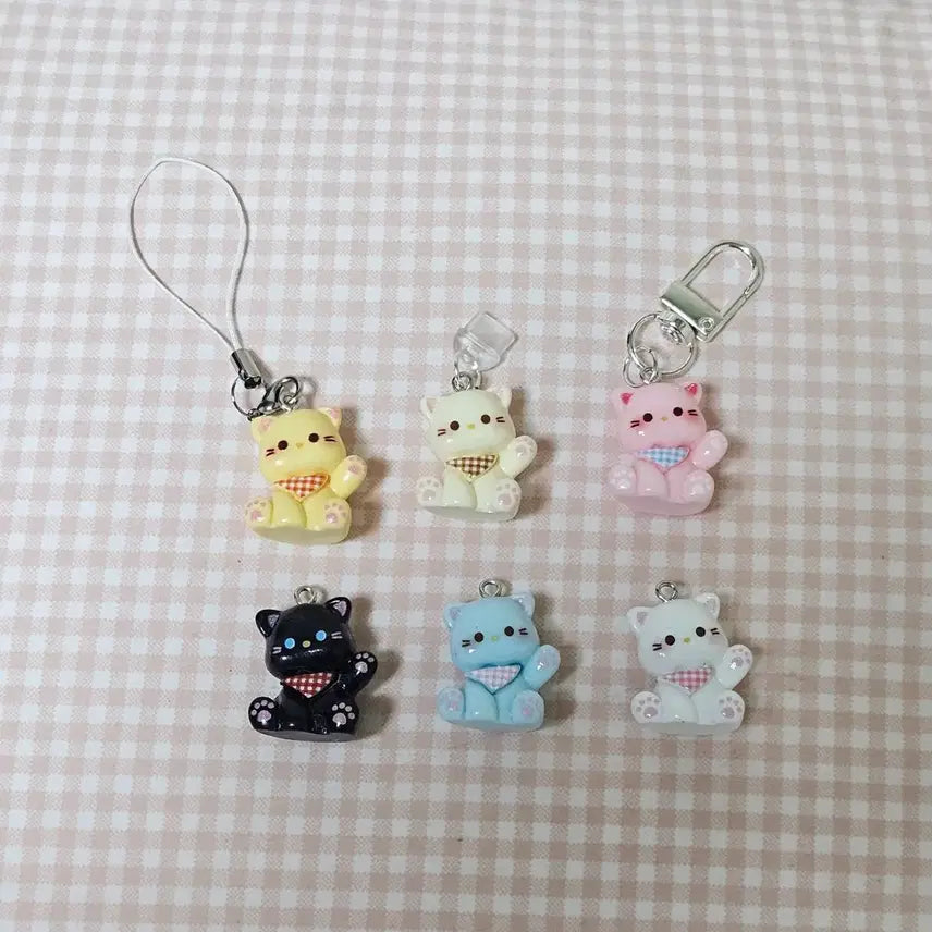 [BUNJANG] Pastel Kitty Charm Keychain / 파스텔 냥냥 키링 고양이 키링