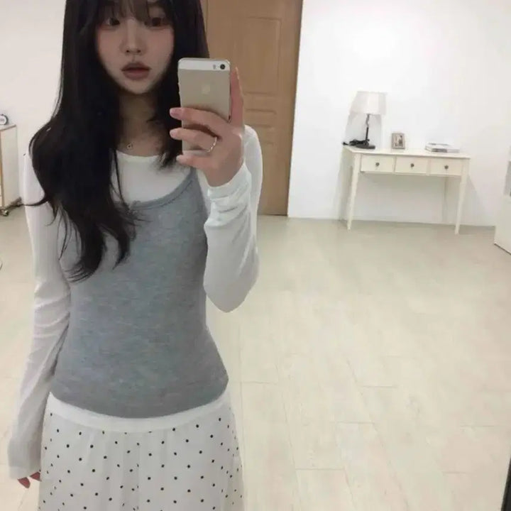 [BUNJANG] Chiki Pony Dot Flare Midi Skirt / 치키포니 도트 플레어 미디 스커트 새상품
