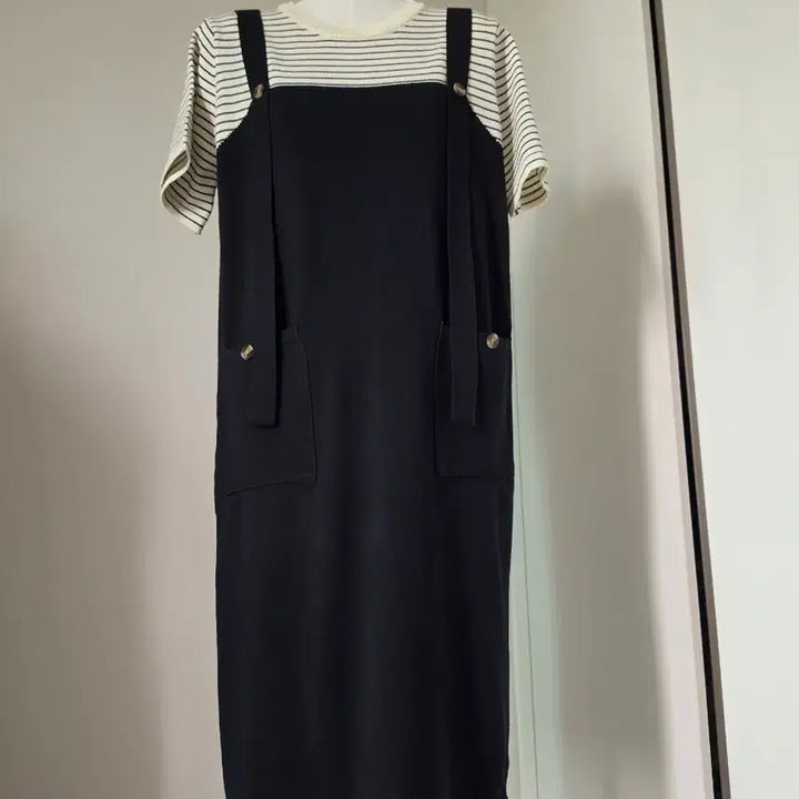[BUNJANG] Black Overalls One-Piece Set / 멜빵 원피스 세트 블랙  일체형원피스