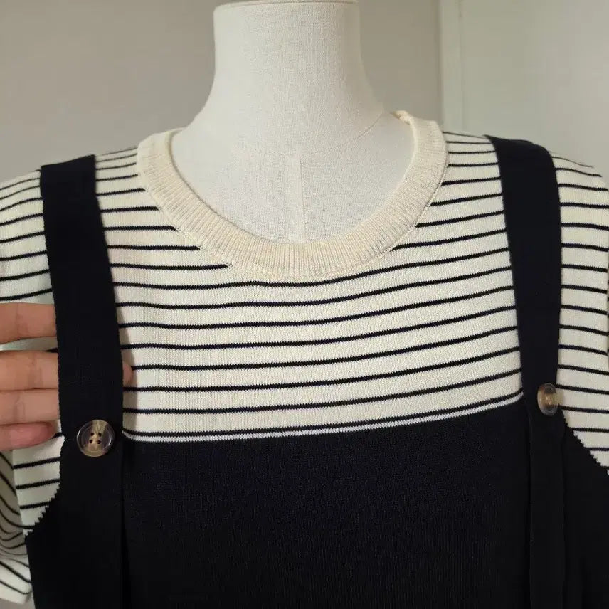 [BUNJANG] Black Overalls One-Piece Set / 멜빵 원피스 세트 블랙  일체형원피스