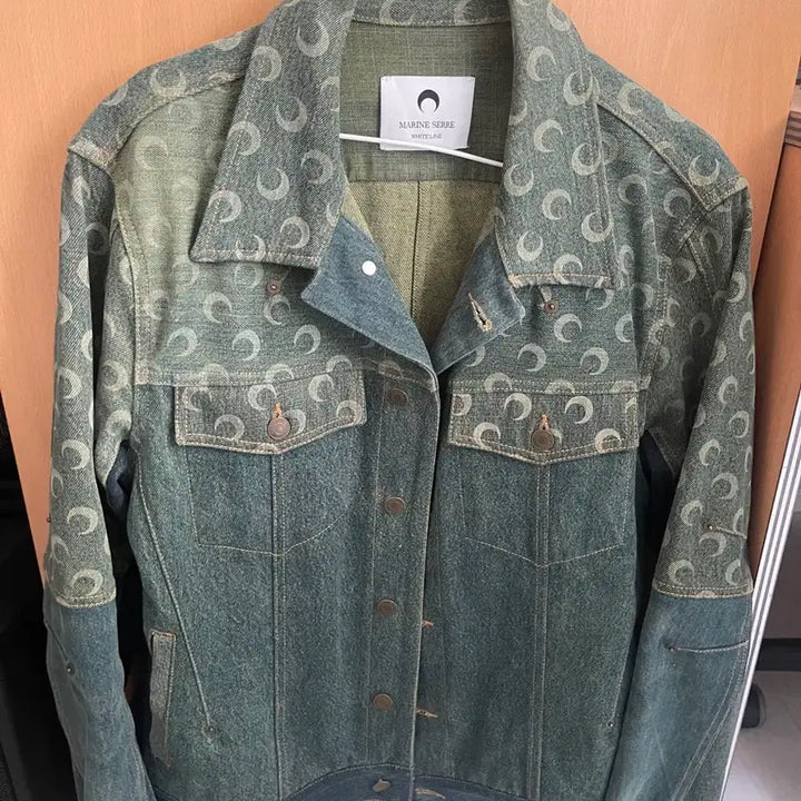 [BUNJANG] Marine Serre Moon Print Denim Jacket / 마린세르 문 프린트 데님 자켓 48