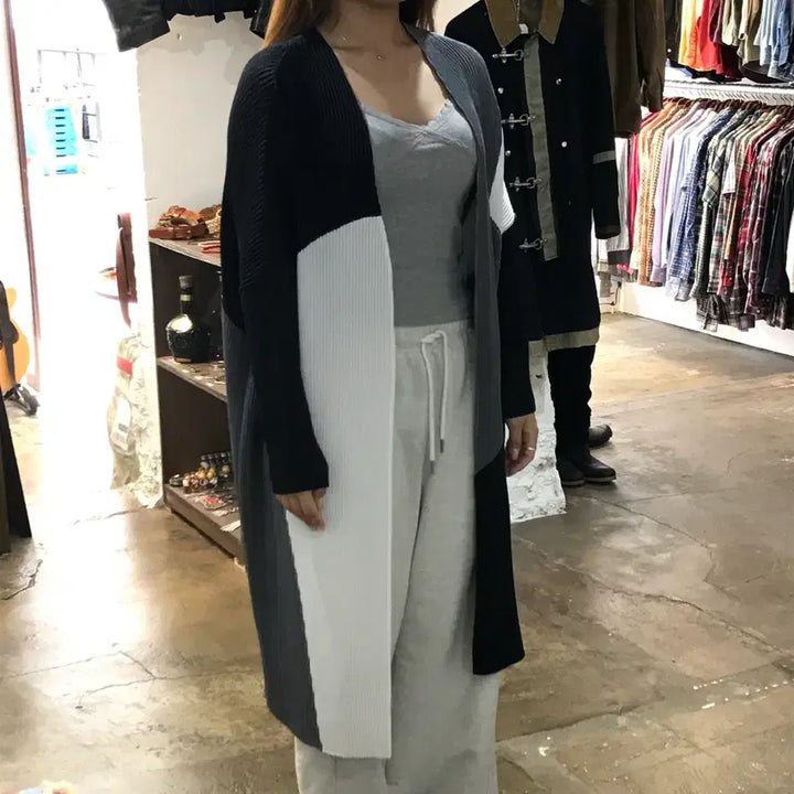 [BUNJANG] SPECCHIO Pleated Long Robe Cardigan / JAPAN 스페치오 컬러링 플리츠 롱 로브 가디건 여성 프리사이즈