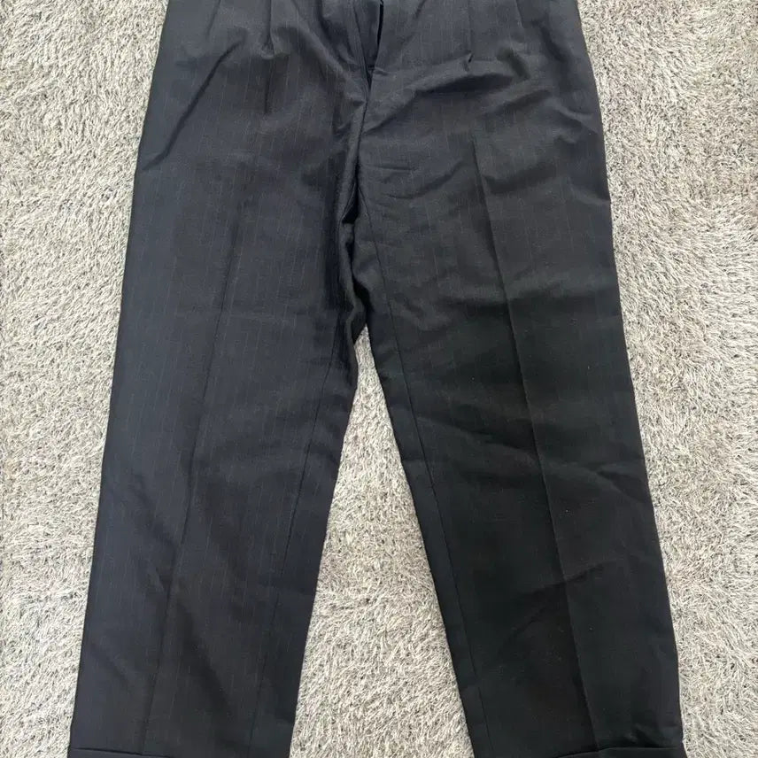 [BUNJANG] Marie Claire Black Striped Roll-Up Slacks - Size 34 / 일제 MARIE CLAIR 슬랙스 사이즈 34