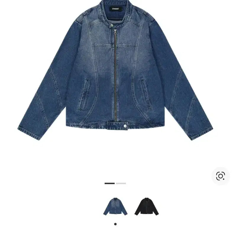 [BUNJANG] Dominant Curved Denim Biker Jacket / 도미넌트 커브드 데님 바이커 자켓