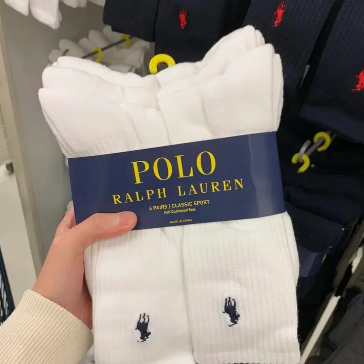 [BUNJANG] Polo Ralph Lauren 6-Pack Cotton Blend Crew Socks / 폴로 랄프로렌 1팩 6켤레 크루삭스 코튼 혼방 남성 여성