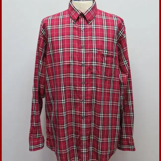 [BUNJANG] Burberry Burgundy Check Shirt / 버버리/자주색 체크 남방셔츠(-정품)/110사이즈/따봉구제(C-2)