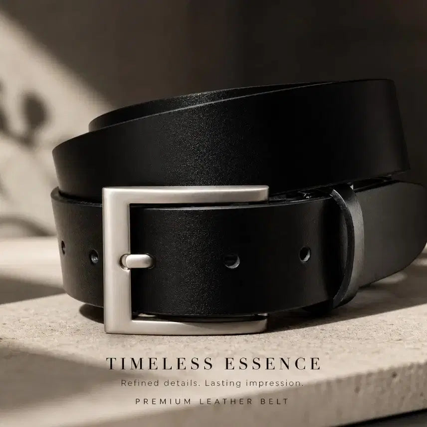 [BUNJANG] Castiel Italian Genuine Leather Belt 33mm Width Black / CASTIEL 이태리 직수입가죽 벨트