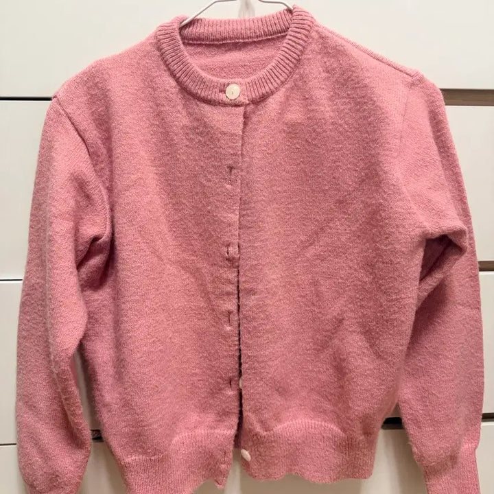 [BUNJANG] Pink Round Neck Cardigan / 핑크색 라운드넥 가디건