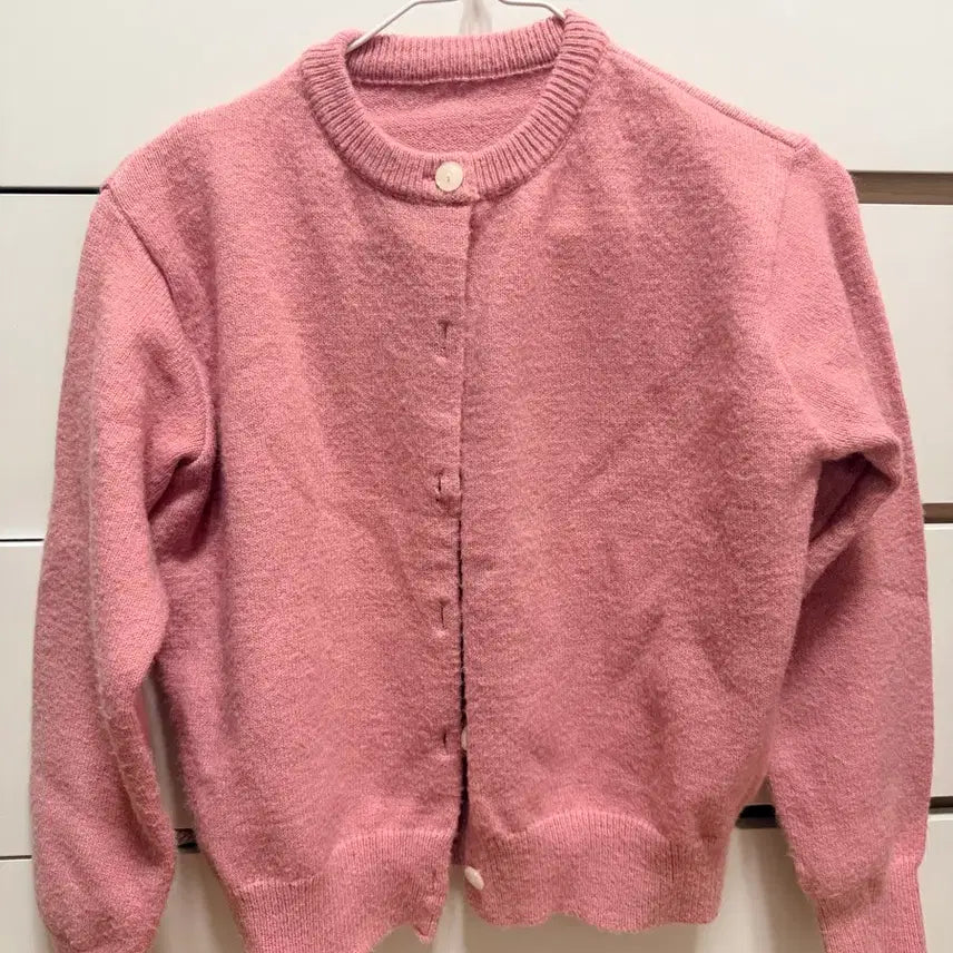 [BUNJANG] Pink Round Neck Cardigan / 핑크색 라운드넥 가디건