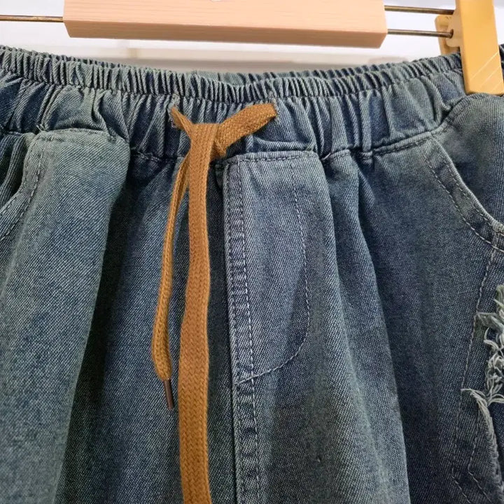 [BUNJANG] Denim Long Skirt - Floral Embroidery / 봄  여름  디자인이쁜  고급스런 청롱스커트  거의새거  28까지